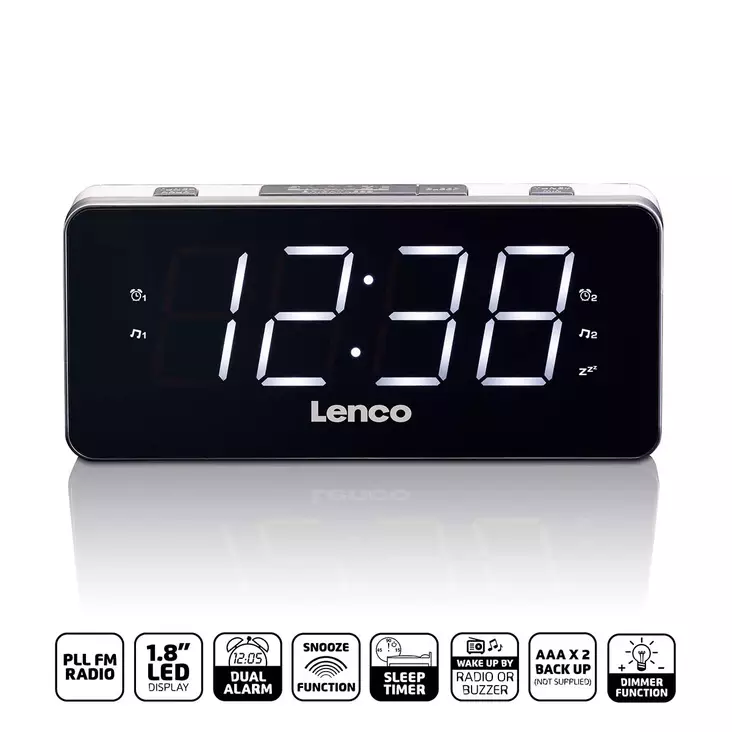 PLL FM Alarm Clock Radio stor och tydlig 1,8" LED-display Vit - Radioapparater - 8711902035060 - 1