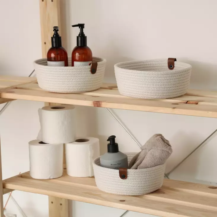 Skrivbordsorganisatör Aberto Design JUT03002227D Ecru Bomullsrep 20x20x8 cm - Förvaringslådor och korgar - 8683742917120 - 1