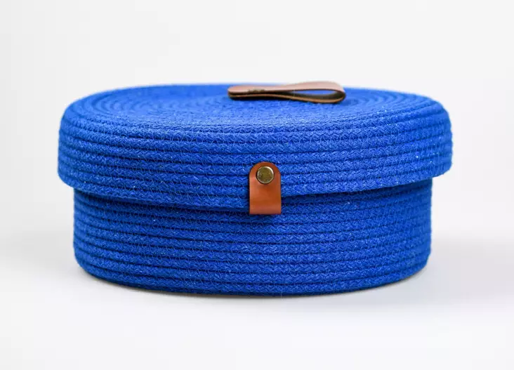 Bomullskorgset (3 delar), blått, 20 x 20 x 9 cm, hållbart, stilrent, rymligt - Förvaringslådor och korgar - 8683742916550 - 1