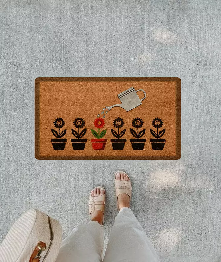 Pvc Dörrmatta Conceptum Cicek Desenli Brun Pu Läder 45x65 cm - Dörrmattor och skrapmattor - 8683342241120 - 1