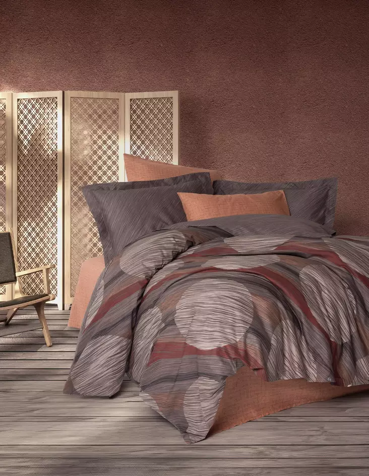 Påslakanset Dubbel L'essentiel Fluss Kanel Bomull 200x220 cm 240x260 cm 50x70 cm - Lakan och örngott - 8684283402700 - 1