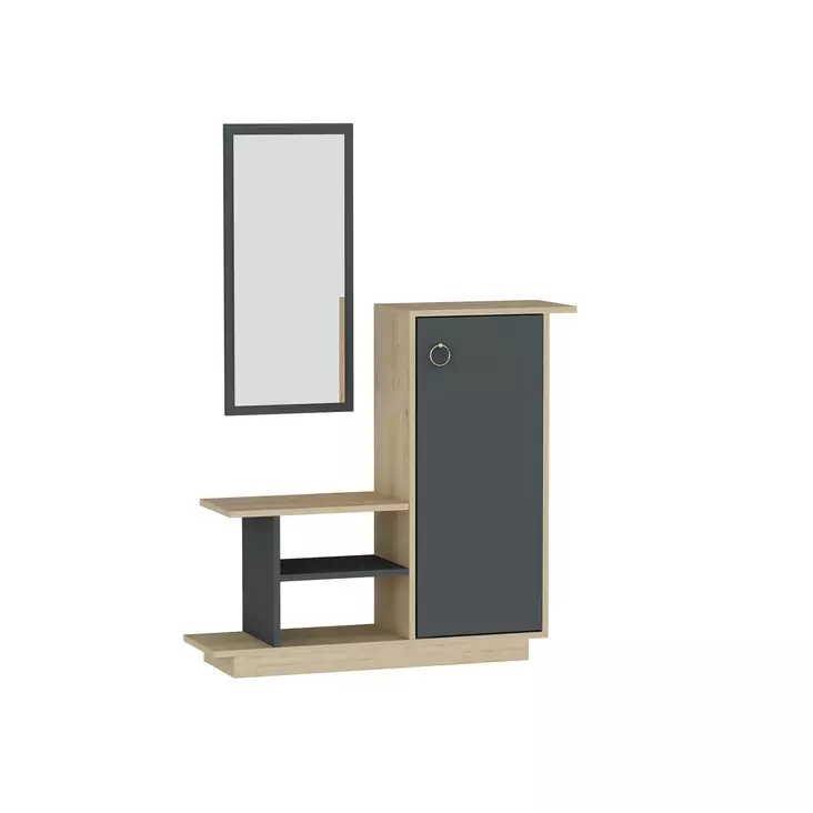 Hallmöbel Hanah Home Asia Ek Antracit Spånskiva 80x90x29,5 cm - Hallskåp - 8681875705300 - 1
