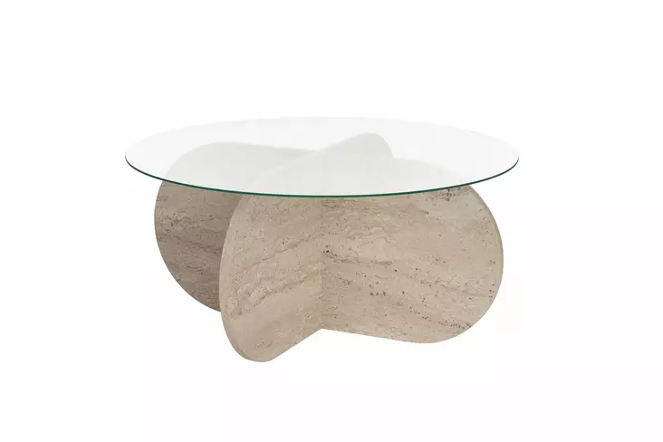 Soffbord Hanah Home Aeris Travertine Härdat Glas Spånskiva 75x35x75 cm - Soffbord - 8684283687640 - 1