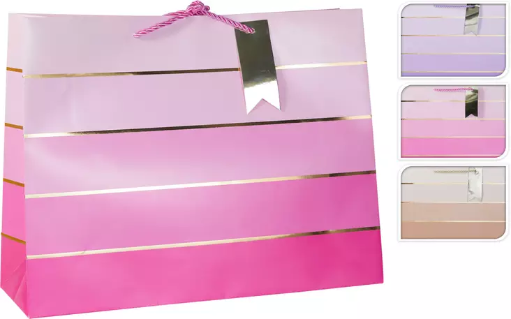 Extra stor presentpåse med metallic-ränder, 40x30x12 cm - Förpackning och paketering - 8721037567350 - 1