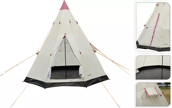 Tält TIPI 2-3 personers tält 250x250x240cm beige PU 2000mm - Tält, skydd, hängmattor - 8720573923330 - 1