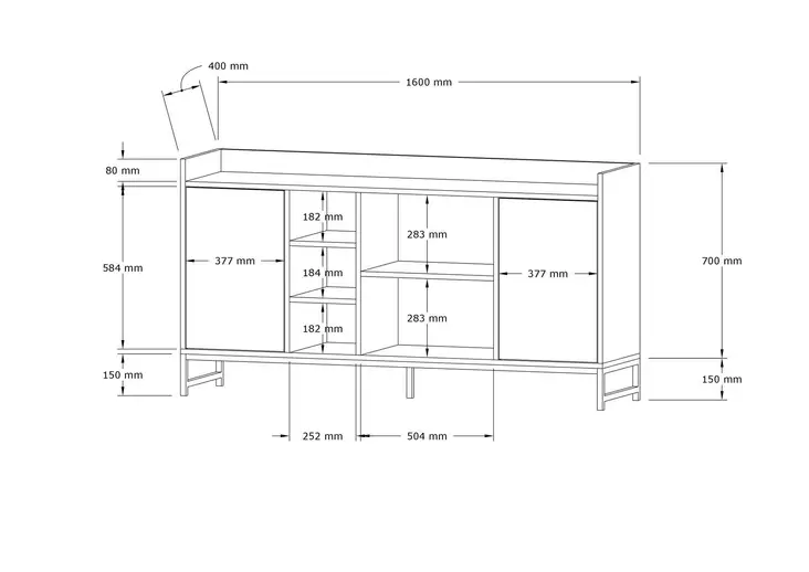 Konsolbord Hanah Home Vuslat Travertin Spånskiva 160x85x40 cm - Byråer och skåp - 8684283057320 - 1