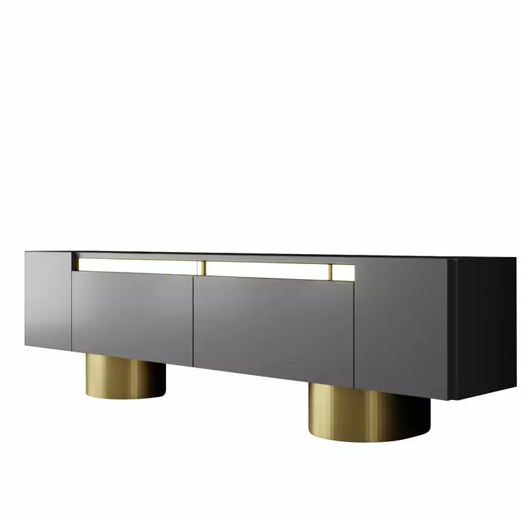 TV-bänk Hanah Home Bohem Antracit Guld Spånskiva 180x50x30 cm - TV-bänkar - 8684283557110 - 1