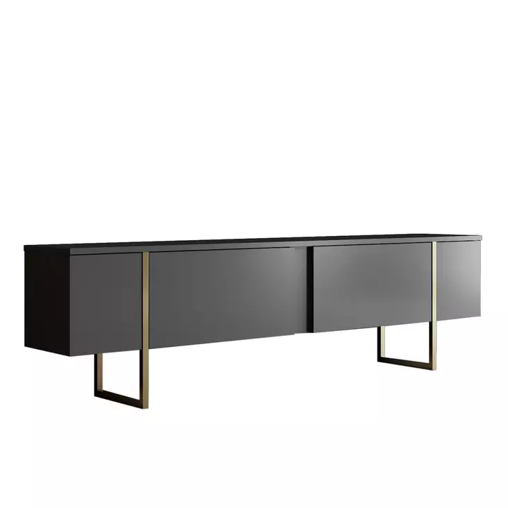 TV-bänk Hanah Home Luxe Antracit Guld Spånskiva 180x30x50 cm - TV-bänkar - 8683743790920 - 1