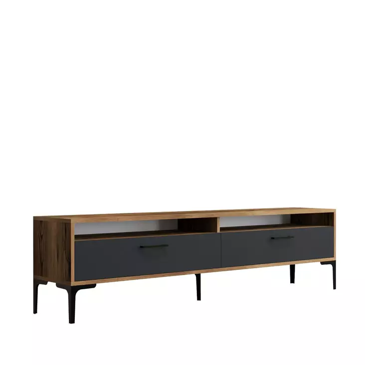 TV-bänk Hanah Home Istanbul 2 Valnöt Antracit Spånskiva 180x35x47 cm - TV-bänkar - 8684282191100 - 1