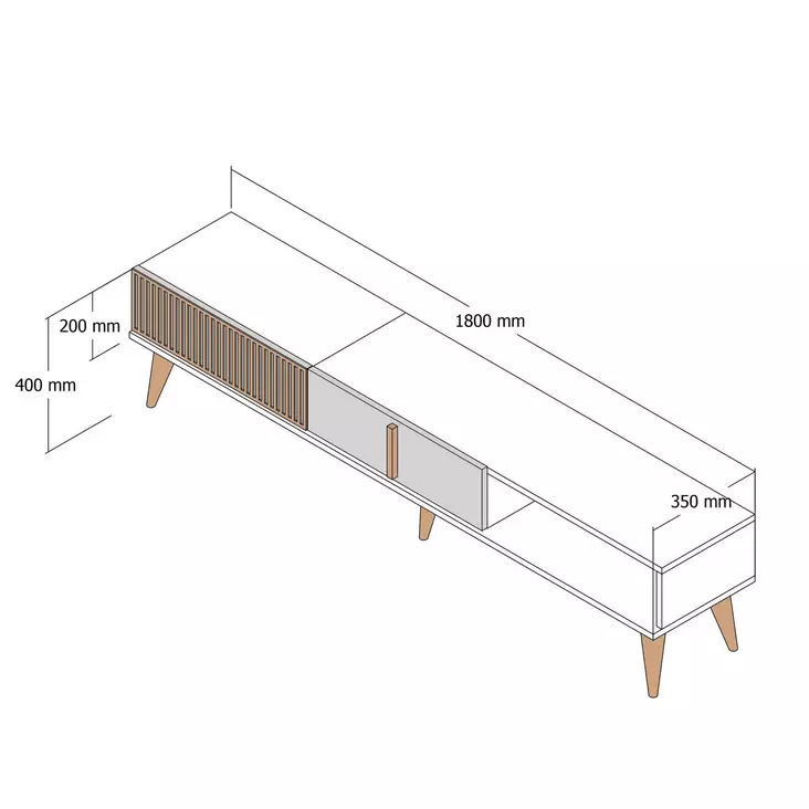 TV-bänk Hanah Home Milan Alt Valnöt Vit Spånskiva 180x40x35 cm - TV-bänkar - 8683742130550 - 1