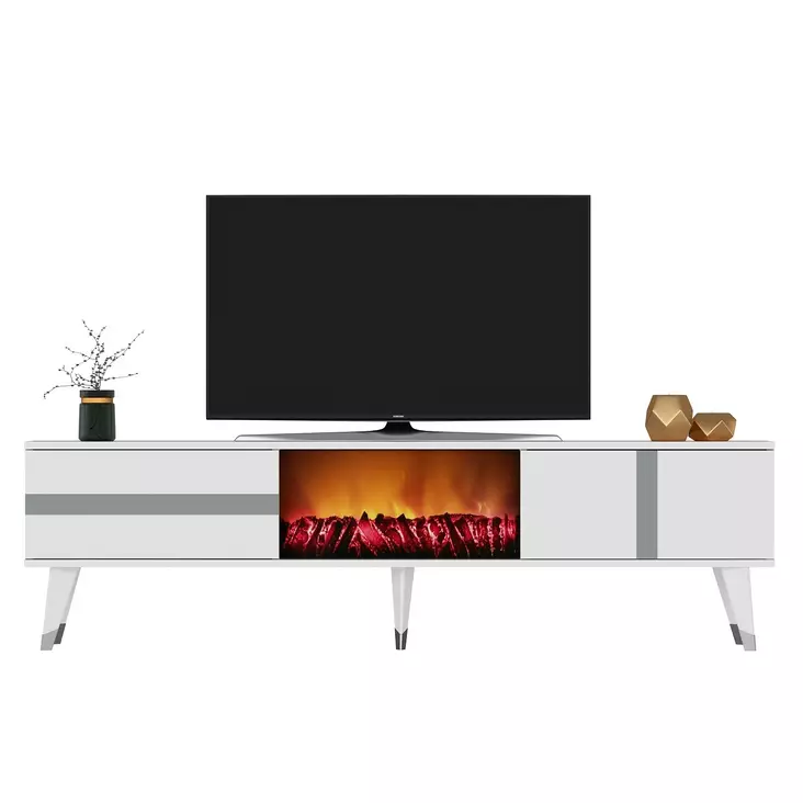 TV-bänk Hanah Home Vania Vit Silver Spånskiva 150x50x29,6 cm - TV-bänkar - 8684282428510 - 1