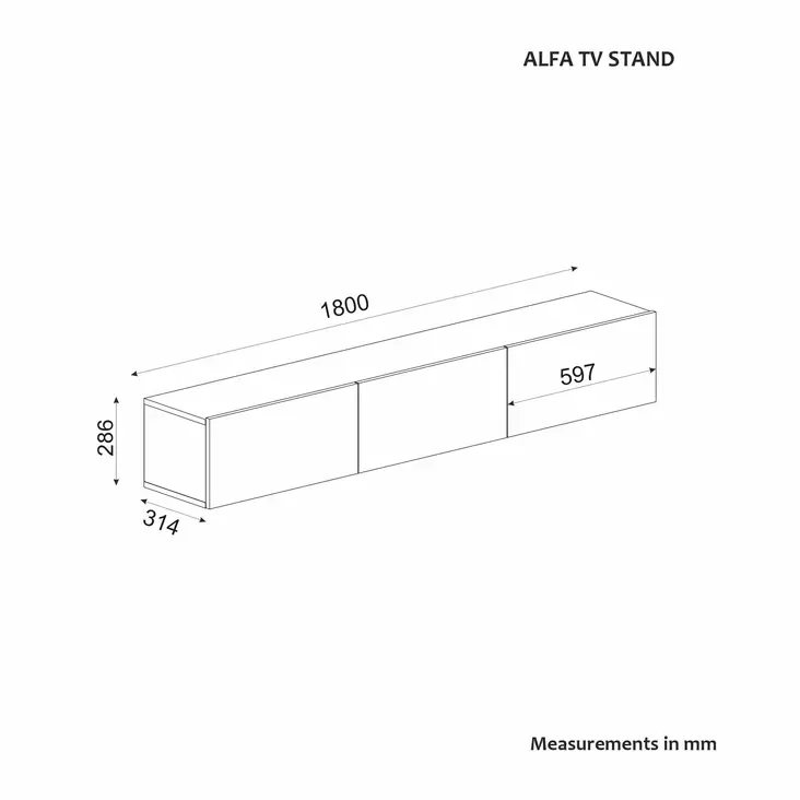 TV-bänk Hanah Home Alfa Travertin Spånskiva 180x28,6x31,4 cm - TV-bänkar - 8684283800810 - 1