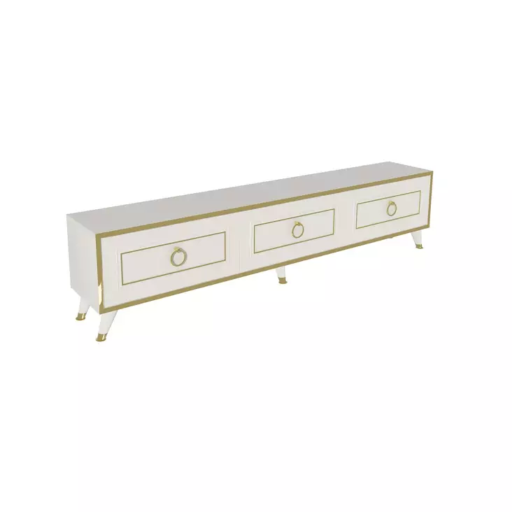 TV-bänk Hanah Home Sona Vit Guld Spånskiva 45x180x29,5 cm - TV-bänkar - 8683743973750 - 1