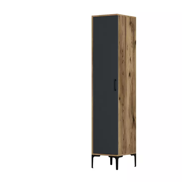 Garderob Hanah Home Kumsal S Valnöt Antracit Spånskiva 40x47,5x201,4 cm - Garderober - 8684282088820 - 1