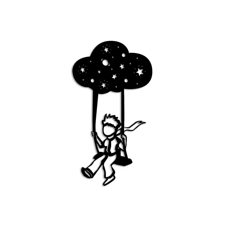 Väggdekor Metall Wallity The Little Prince Svart Metall 34x62 cm - Dekorationer, prydnadsföremål - 8684282140740 - 1