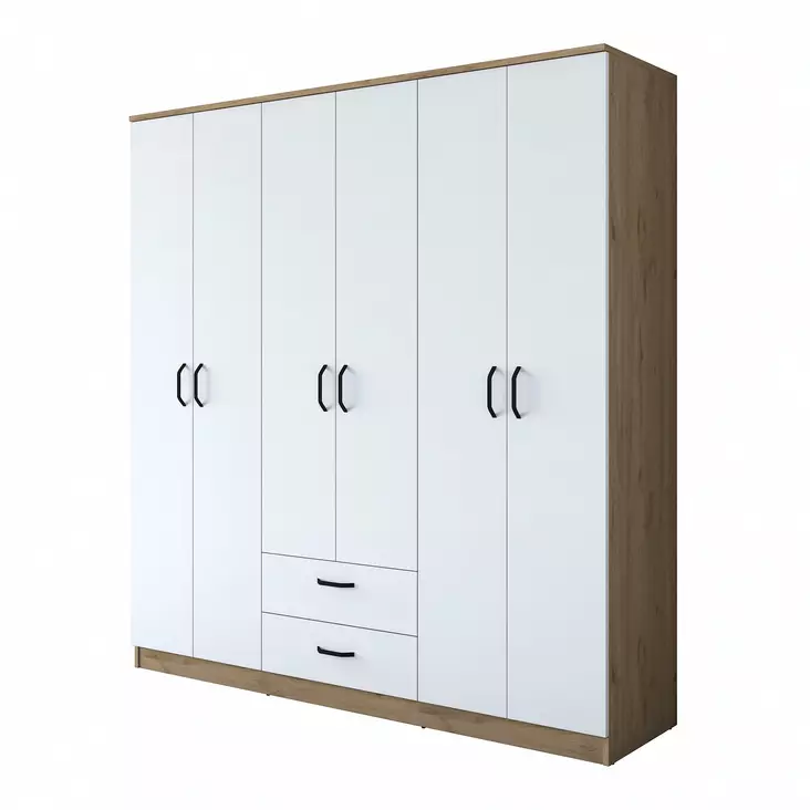 Garderob Hanah Home BA115 Valnöt Vit Spånskiva 180x190,8x47,3 cm - Garderober - 8683743323760 - 1