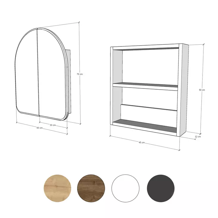 Badrumsskåp Hanah Home Hope White Hardboard 12x45x50 cm - Badrumsmöbler - 8683742873310 - 1