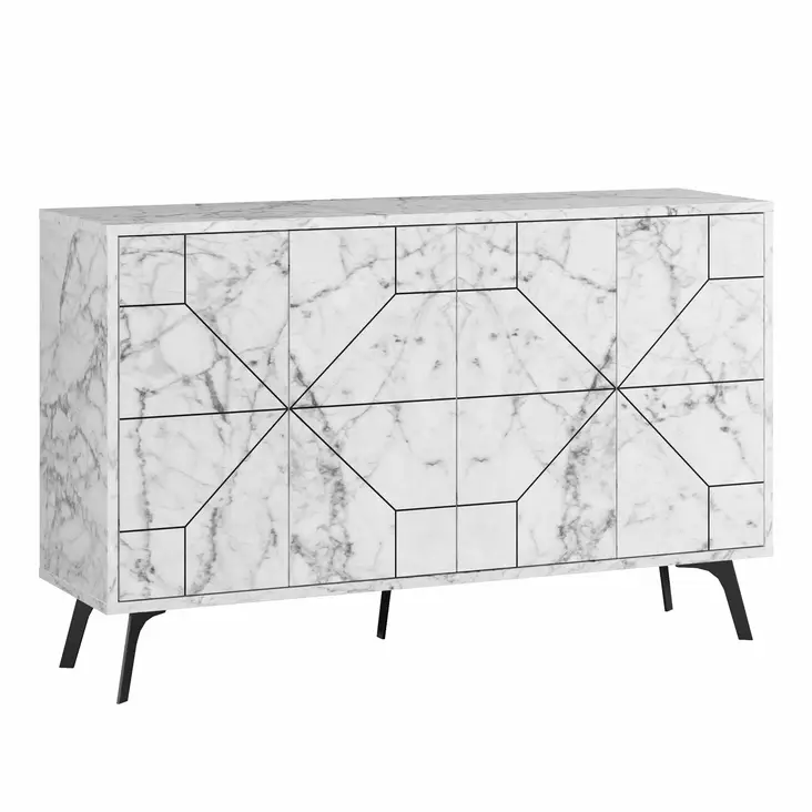 Konsolbord Hanah Home Dune Carrara Vit Spånskiva 123x62,4x35 cm - Byråer och skåp - 8683342851350 - 1