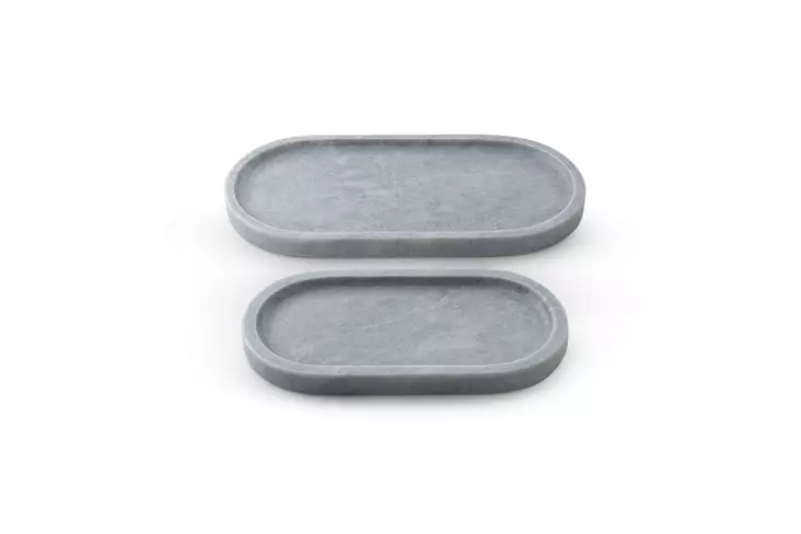 Badrumsbricka Set Mijölnir Grå 100% Verona Grå Marmor 30x15 cm & 25x12 cm - Badrumstillbehör - 8684283055470 - 1