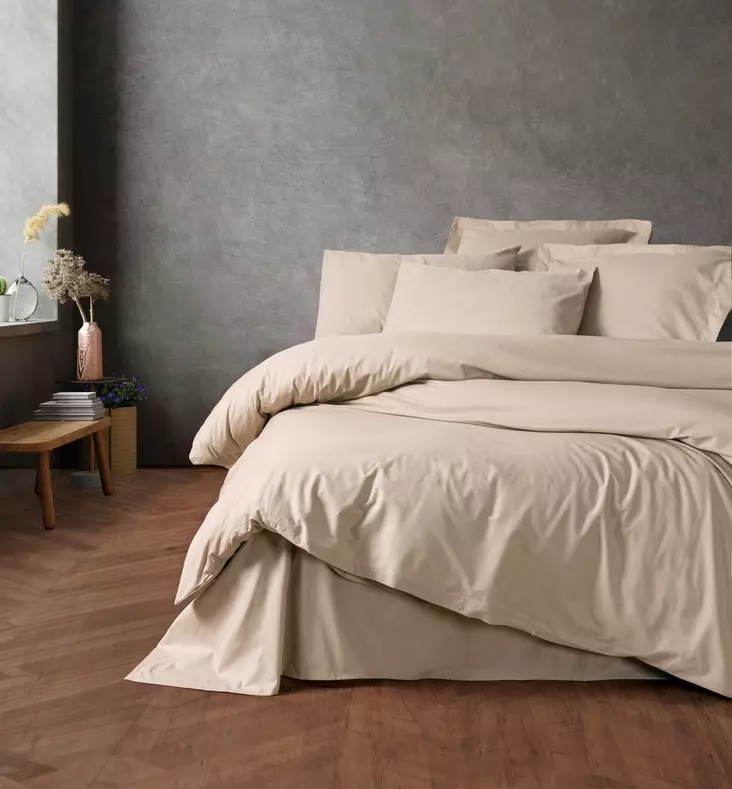 Påslakanset Enkel L'essentiel Ranforce Beige Bomull 160x220 cm 160x240 cm 50x70 cm - Lakan och örngott - 8684282475750 - 1