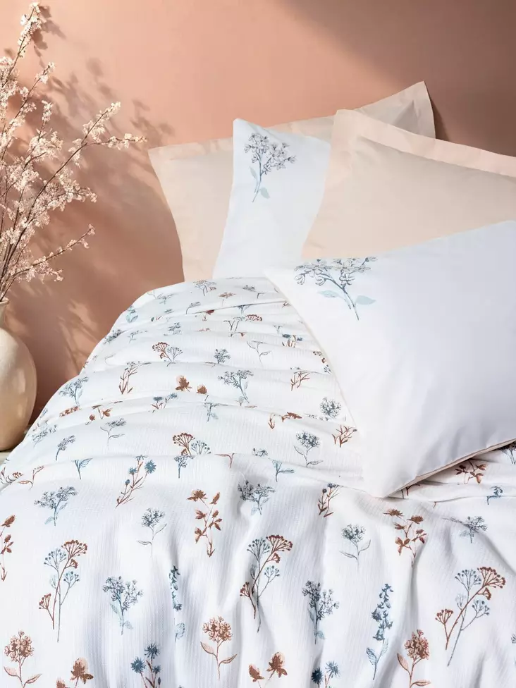 Enkelt piqué-set, laxrosa, 160 x 230 cm, mjukt, hållbart - Överkast och plädar - 8684283715770 - 1