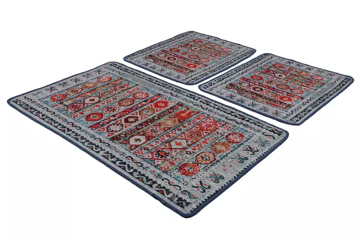 Badrumsmatta Set Mijölnir Flerfärgad 100% Polyester Antibakteriell Halkfri 50x60 cm & 60x100 cm - Badrumsmattor och våtrumsmattor - 8683342801690 - 1