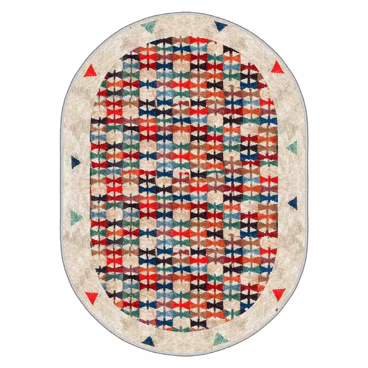 Matta Conceptum Wookece275 Beige Grön Röd Svart Polyester 80x150 cm - Små mattor och gångmattor - 8683742611660 - 1