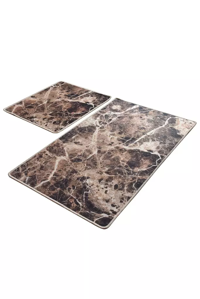Badrumsmatta Set Mijölnir Flerfärgad 100% Polyester Antibakteriell Halkfri 50x60 cm & 60x100 cm - Badrumsmattor och våtrumsmattor - 8681875588620 - 1