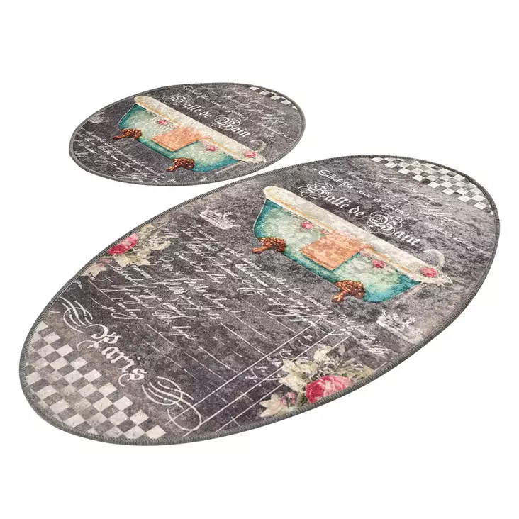 Badrumsmatta Set Mijölnir Flerfärgad 100% Polyester Antibakteriell Halkfri 50x60 cm & 60x100 cm - Badrumsmattor och våtrumsmattor - 8681875666090 - 1