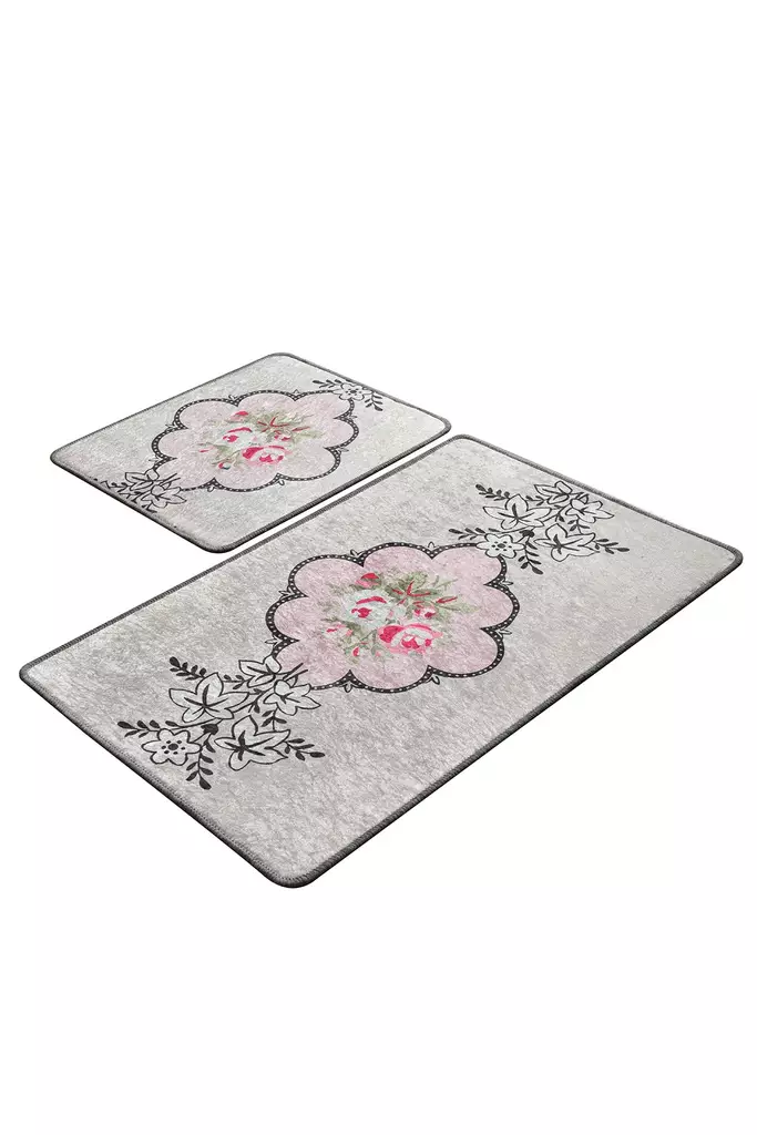 Badrumsmatta Set Mijölnir Flerfärgad 100% Polyester Antibakteriell Halkfri 50x60 cm & 60x100 cm - Badrumsmattor och våtrumsmattor - 8681875897920 - 1