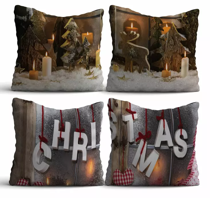 Prydnadskudde Set Aberto Design NYXMAS22 Flerfärgad Bomull Polyester 43x43 cm - Prydnadskuddar - 8683342388320 - 1