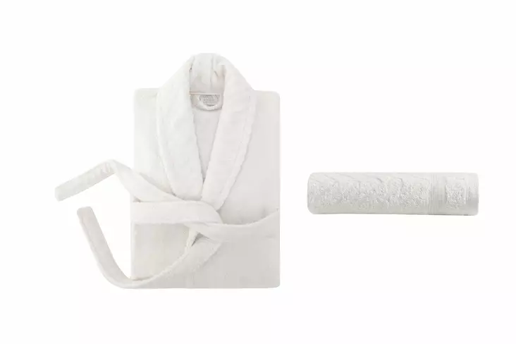 Badrockset Mijölnir Vit 100% Bomull S M & 50x90 cm - Handdukar - 8683743314560 - 1