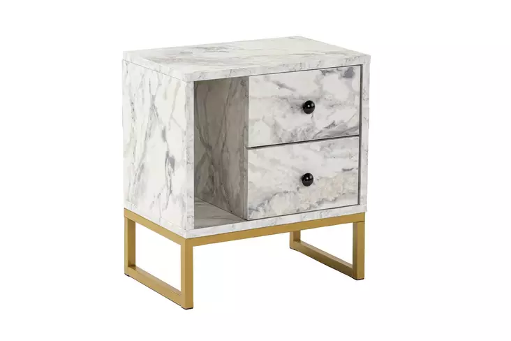 Sängbord Nordure Glimmer Freesia Marmormönster Spånskiva 45,2x50x29,5 cm - Nattduksbord - 8684283112210 - 1