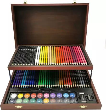 Taiteilijasalkku puinen 92-osainen - Konstnärsportföljer - 6438014268651 - 1