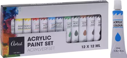 Akryyliv=C3=A4rit 12 ml 12 kpl - Akrylfärger och målarfärger - 8719202815481 - 1