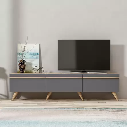 TV-bänk Hanah Home Amsterdam Antracit Spånskiva 180x42x35 cm - TV-bänkar - 8682870115071 - 1