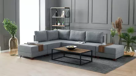 Hörnbäddsoffa Atelier del Sofa Fly Grå Polyester 210x280x70 cm - Soffor - 8681875112481 - 1
