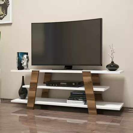 TV-bänk Hanah Home Flower Valnöt Vit Spånskiva 120x42x33,6 cm - TV-bänkar - 8681875184631 - 1