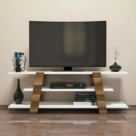 TV-bänk Hanah Home Flower Valnöt Vit Spånskiva 120x42x33,6 cm - TV-bänkar - 8681875184631 - 2
