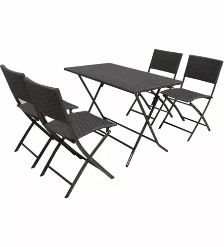 Puutarhap=C3=B6yt=C3=A4ryhm=C3=A4 nelj=C3=A4 tuolia musta - Trädgårdsmöbelgrupper - 6438014147901 - 1