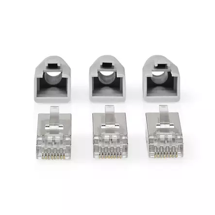 RJ45-kontakt | RJ45 Pass Through | Solid/strängad FTP CAT6 | Rak | Guldplaterad | 10 st. | Polycarbonate | Grå / Svart / Vit | Låda - Dator och nätverk - 5412810336401 - 10