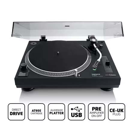 Direct drive Record Player with USB / PC Encoding CE-US Black - Skivspelare och nålar - 8711902087601 - 1