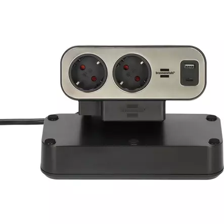 Estilo Duplex grenuttag med överspänningsskydd, 1x USB C, 1x USB A, 9x uttag, silver/svart - Förlängningskablar - 4007123682171 - 11