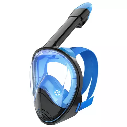 ISport Full Face svart/blå dykarmask, S/M - Simglasögon, snorklar, fenor - 6438014375151 - 1