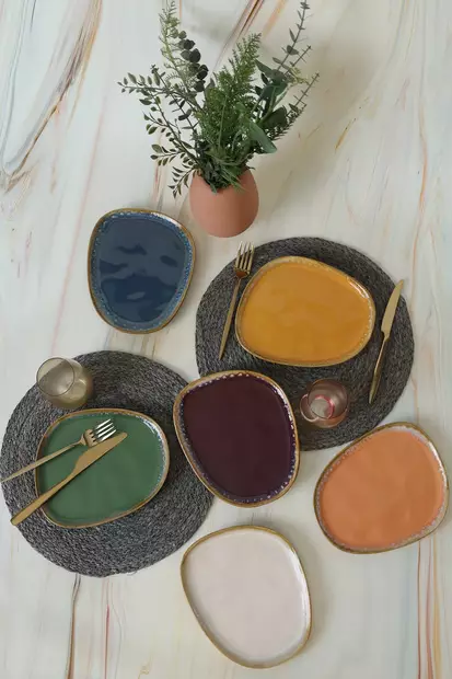 Tårtfat Set Hermia Flerfärgad Keramik 6 Delar - Serveringsfat - 8684282802341 - 2