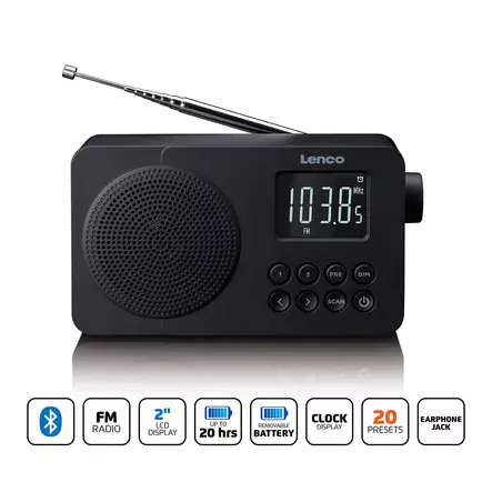 Bärbar FM-radio med Bluetooth® – Svart - Radioapparater - 8711902109341 - 1