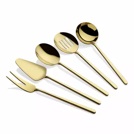 Serveringsset Hermia Allegra Guld Rostfritt Stål 5 Delar - Bestick och serveringsredskap - 8684283550531 - 1