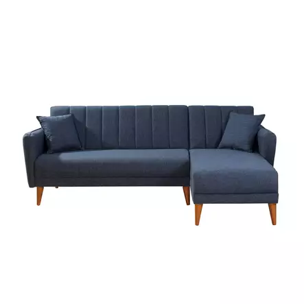 Hörnbäddsoffa Atelier del Sofa Aqua Mörkblå Linne 225x150x85 cm - Soffor - 8681875324051 - 1