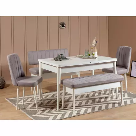 Bänk Hanah Home Soho Vit Spånskiva 110x85x40 cm - Soffor - 8681875791501 - 2
