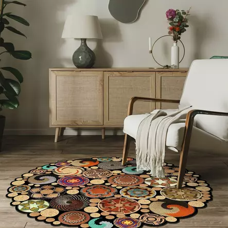 Matta Conceptum Hmnt971 Flerfärgad Polyester 120x120 cm - Runda mattor - 8682870612631 - 1